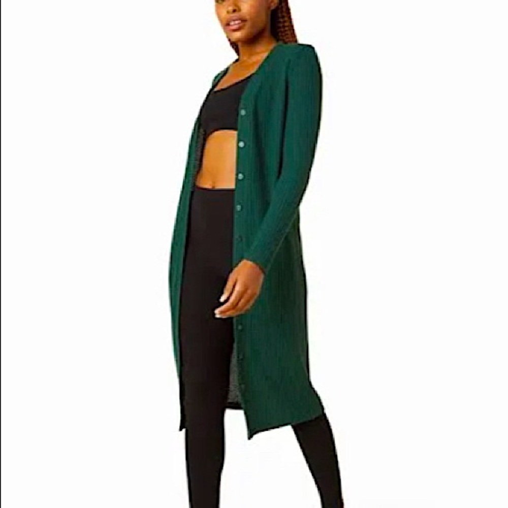 Beyond Yoga Waffle Knit Duster - Forest Green - Picture 4 of 6